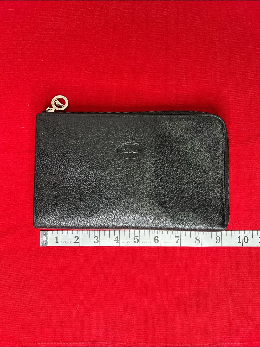 Longchamp Le Foulonné black leather Vintage Black Leather Zip Pouch